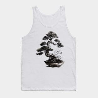 The Essence of Tranquility A Sumi-e Bonsai Painting Tank Top